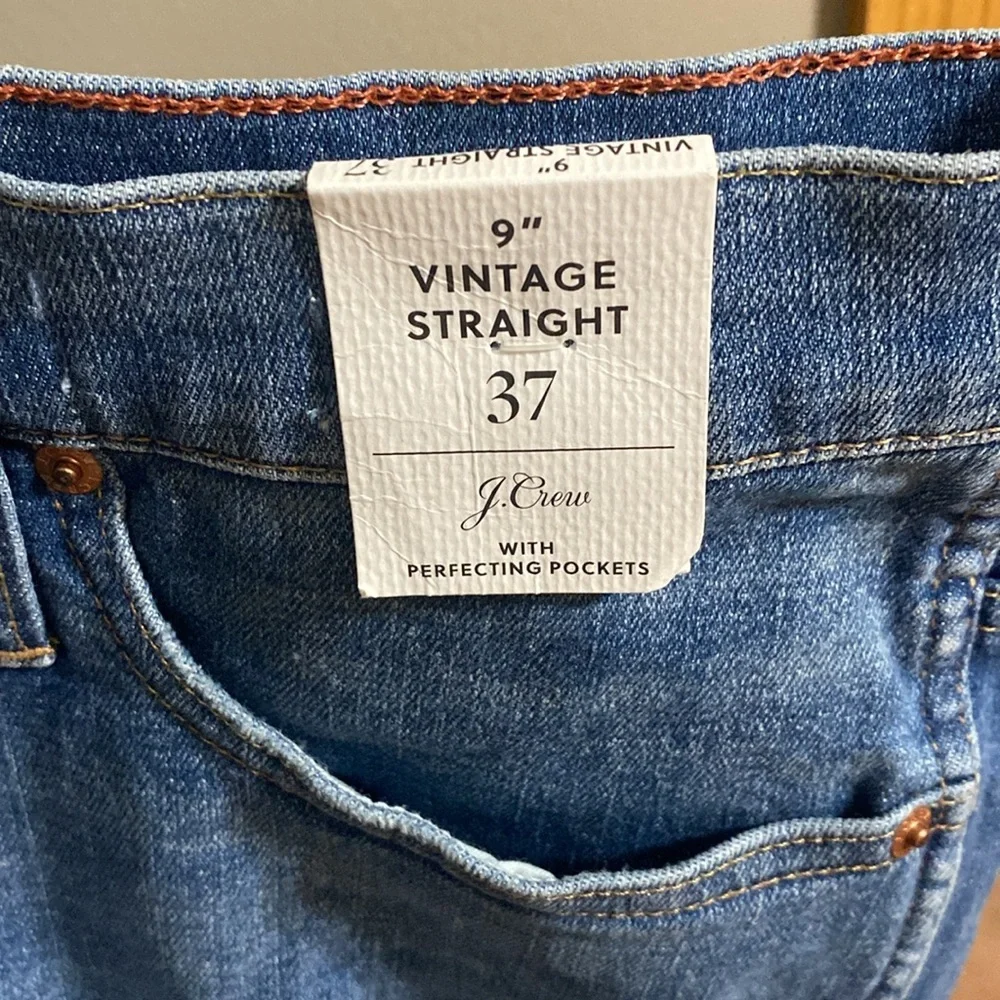 J. Crew vintage straight lightly distressed jeans with frayed hemline size 37